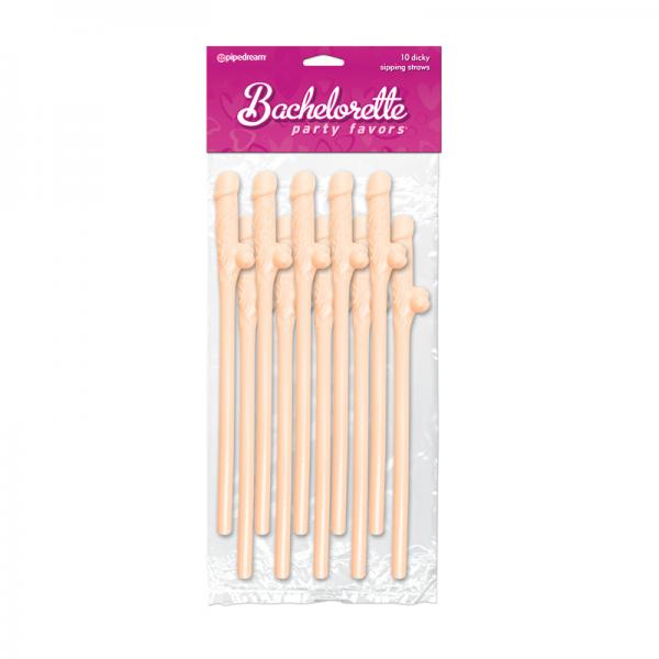 Bachelorette Party Favors Dicky Sipping Straws Beige 10pc.