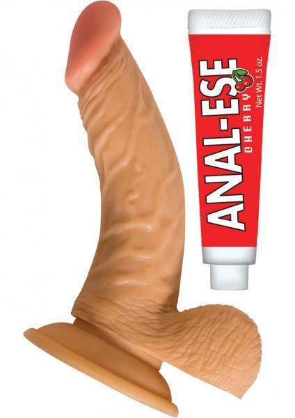 All American Whoppers 6.5 inches Curved Dong Balls + Anal Ese