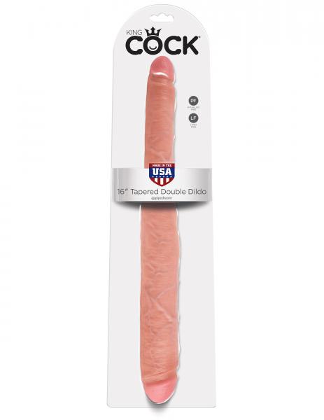 King Cock 16in Tapered Double Dildo - Beige