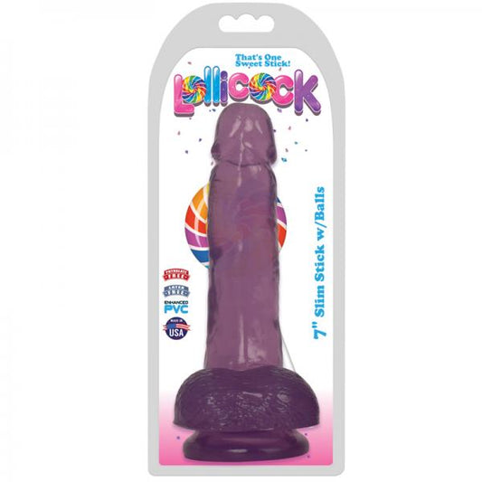 Lollicock Slim Stick W/balls 7in Grape Ice