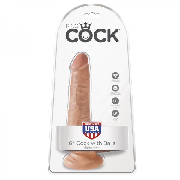 King Cock 6in Cock With Balls - Tan