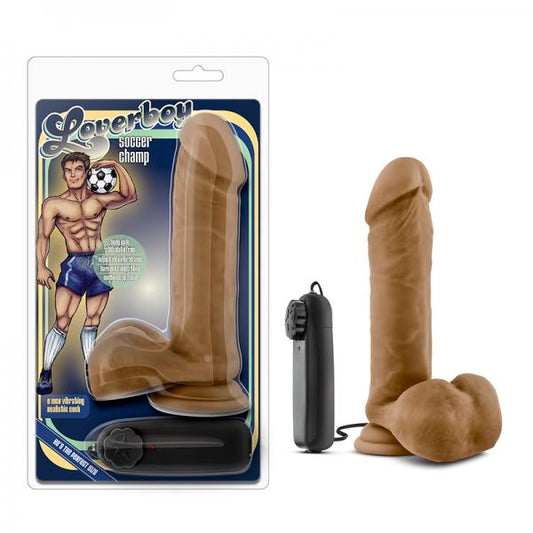 Loverboy -  Soccer Champ - Vibrating 8 Inch Realistic Dildo - Mocha