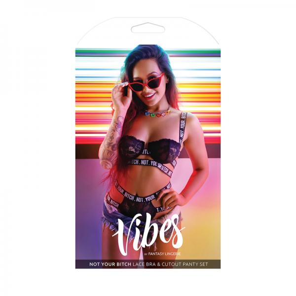 Vibes Not Your Bitch Bra/panty Black S/m